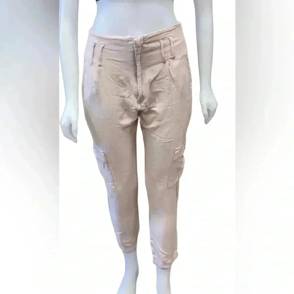 Streetwear  Society Linen Cargo Ankle Tan Pants Size Medium
